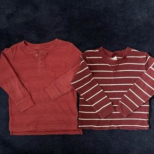 CAT & JACK Boys Maroon Striped Long Sleeve Shirts - Size 3T